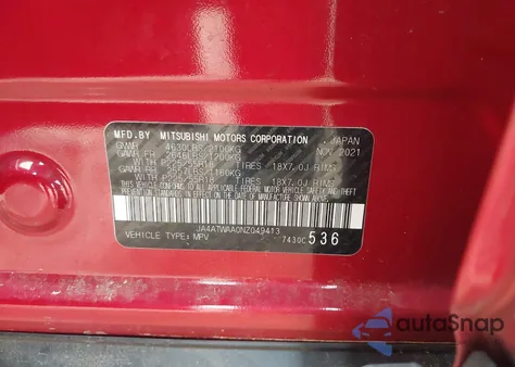 2022 Mitsubishi Eclipse Cross Se S-Awc/Se Special Edition S-Awc/Sel S-Awc/Sel Special Edition S-Awc from USA, damaged, VIN JA4ATWAA0NZ049413